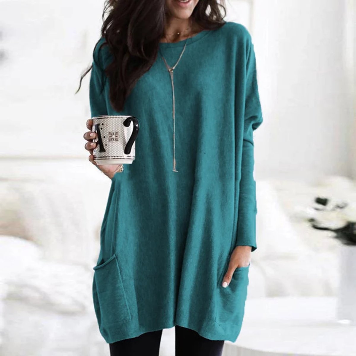 Women's Oversized Long-Sleeve Pocket Tunic Jumper Plus Size - Variant Style 12 | Lavisa