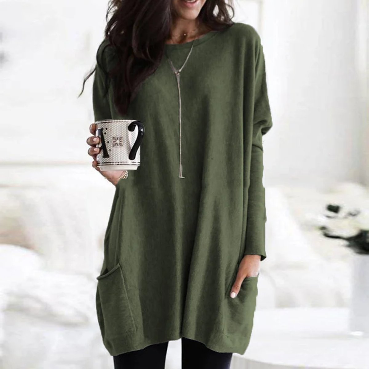 Women's Oversized Long-Sleeve Pocket Tunic Jumper Plus Size - Variant Style 14 | Lavisa