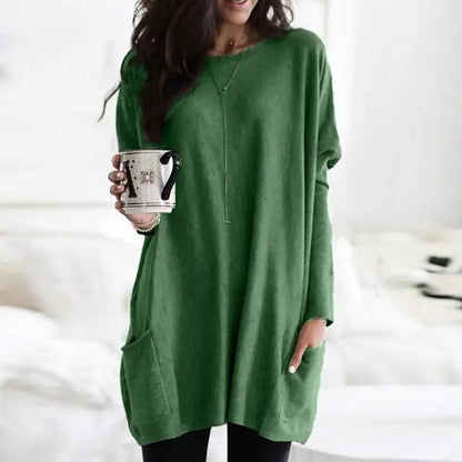 Women's Oversized Long-Sleeve Pocket Tunic Jumper Plus Size - Side Angle | Lavisa