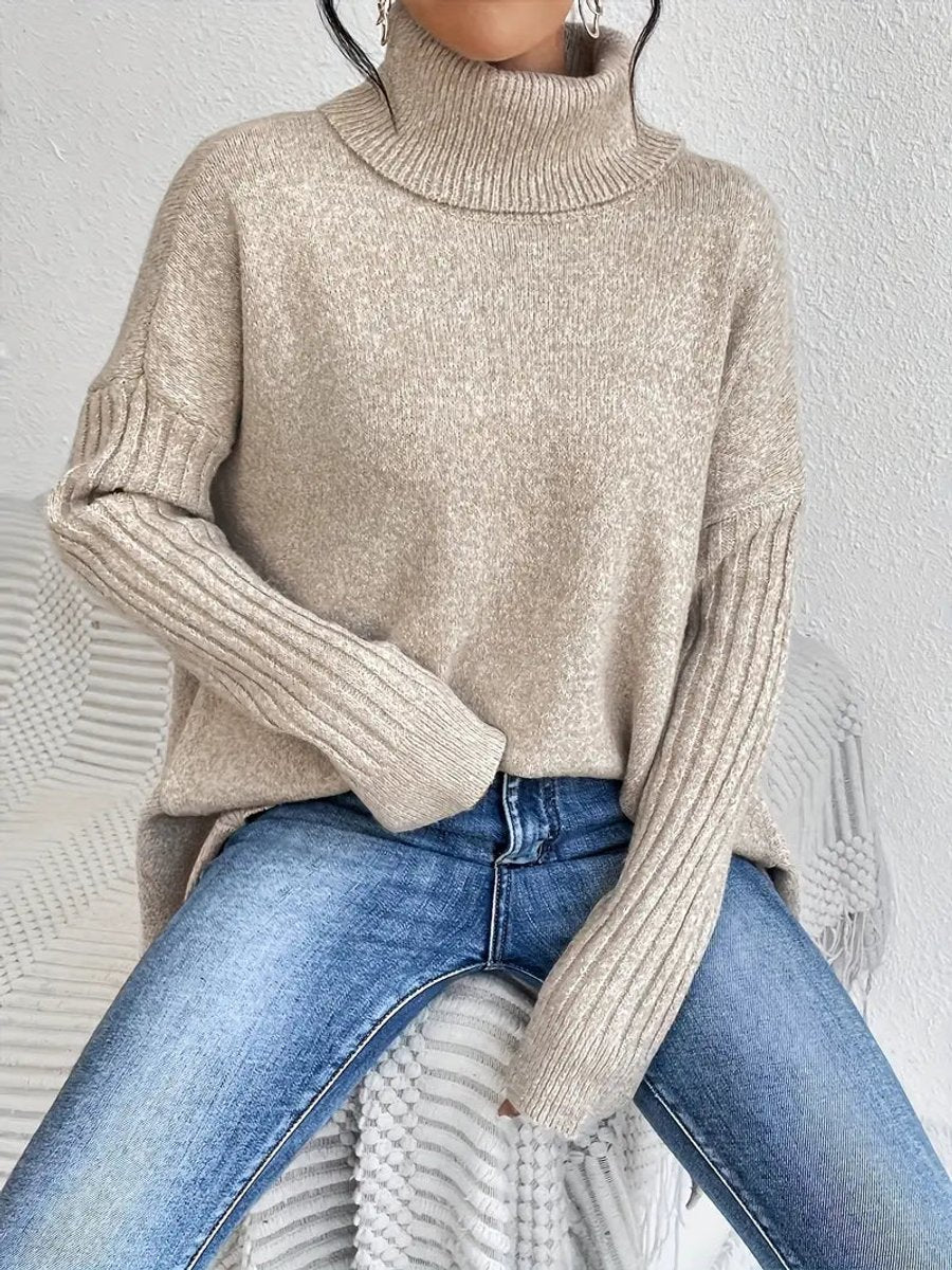 Women's Oversized Longline Ribbed Turtleneck Sweater - Variant Style 8 | Lavisa