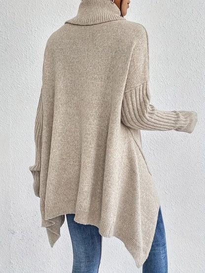 Women's Oversized Longline Ribbed Turtleneck Sweater - Variant Style 9 | Lavisa