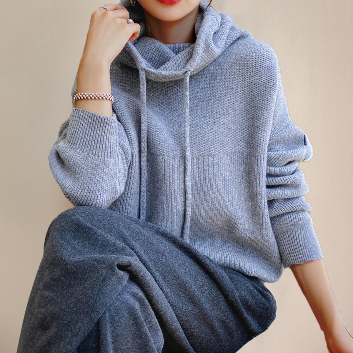 Lavisa - Women's Oversized Hooded Turtleneck Sweater