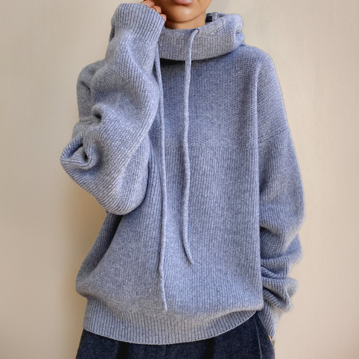 Lavisa - Women's Oversized Hooded Turtleneck Sweater