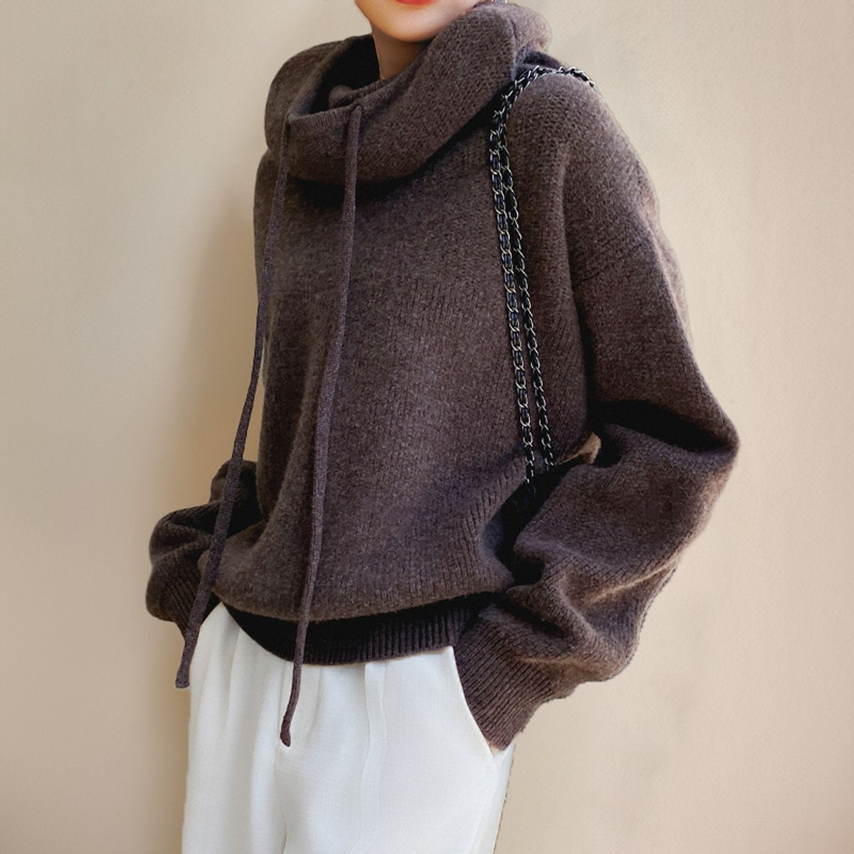 Lavisa - Women's Oversized Hooded Turtleneck Sweater