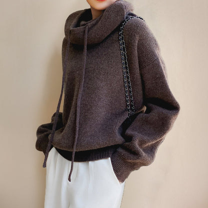 Lavisa - Women's Oversized Hooded Turtleneck Sweater