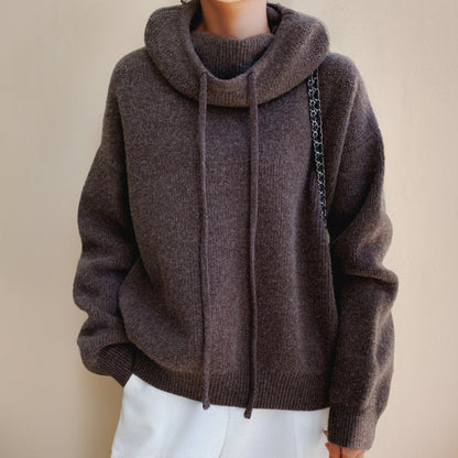 Lavisa - Women's Oversized Hooded Turtleneck Sweater