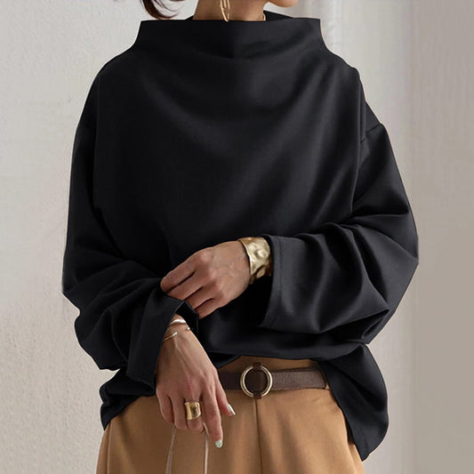 Lavisa - Women's Oversized Mock Neck Knit Sweater Top Long Sleeve