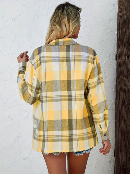 Women's Oversized Plaid Flannel Long Sleeve Button-Up Shirt - Variant Style 11 | Lavisa