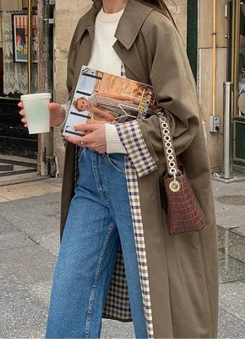 Lavisa - Women's Oversized Plaid-Lined Cotton Blend Trench Coat