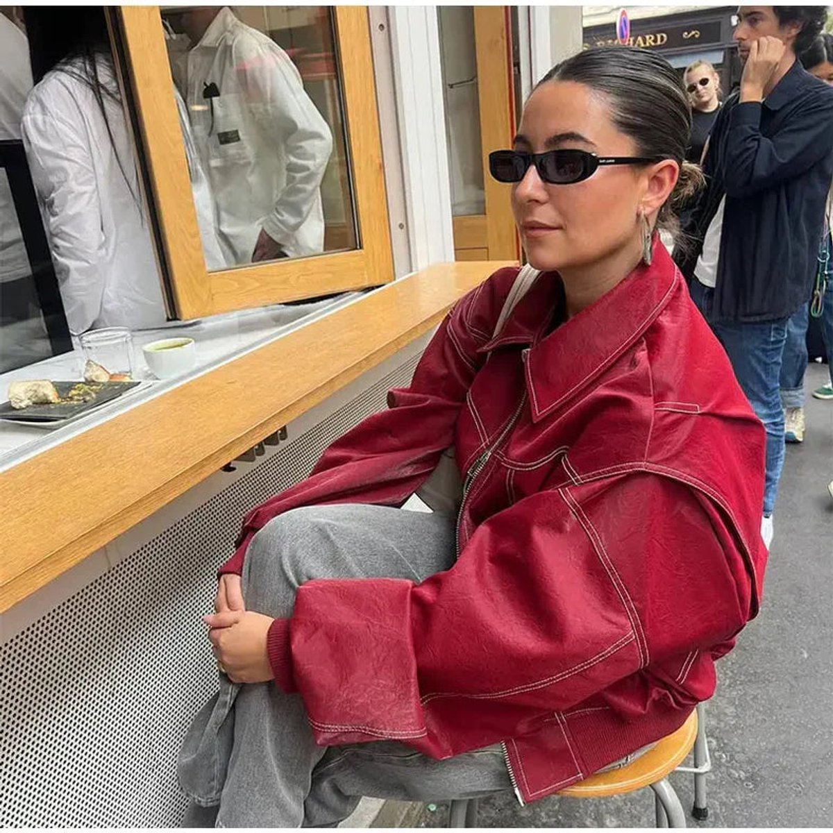 Lavisa - Womens Oversized Contrast Stitch Bomber Jacket