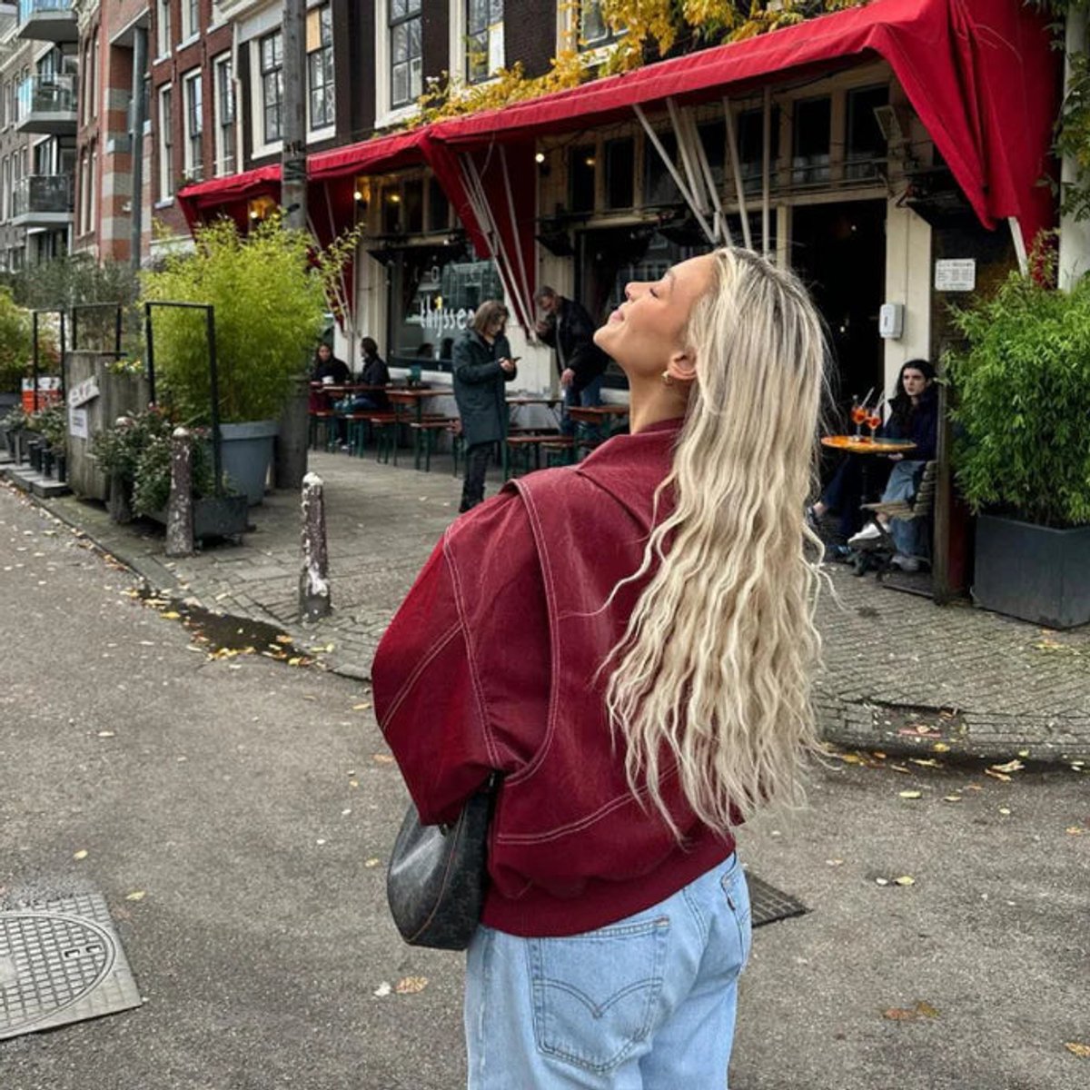Lavisa - Womens Oversized Contrast Stitch Bomber Jacket