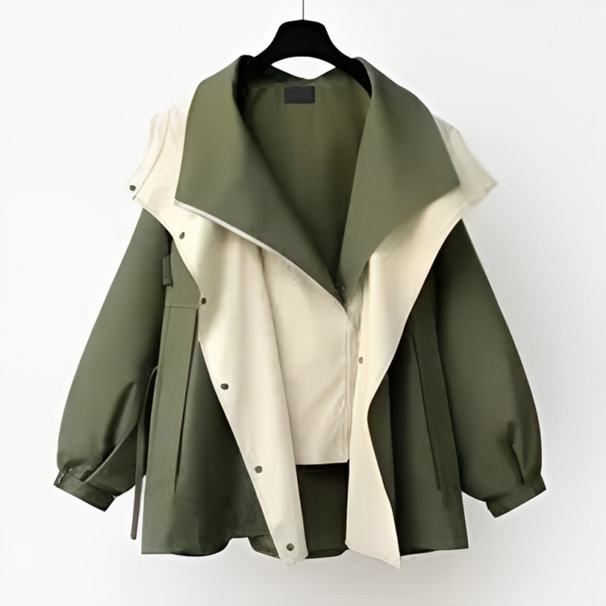 Women's Oversized Waterproof Windproof Trench Coat Dual-Collar - Front View | Lavisa