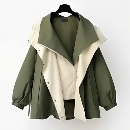 Lavisa - Women's Oversized Waterproof Windproof Trench Coat Dual-Collar