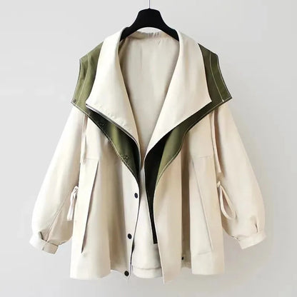 Women's Oversized Waterproof Windproof Trench Coat Dual-Collar - Sole & Material View | Lavisa