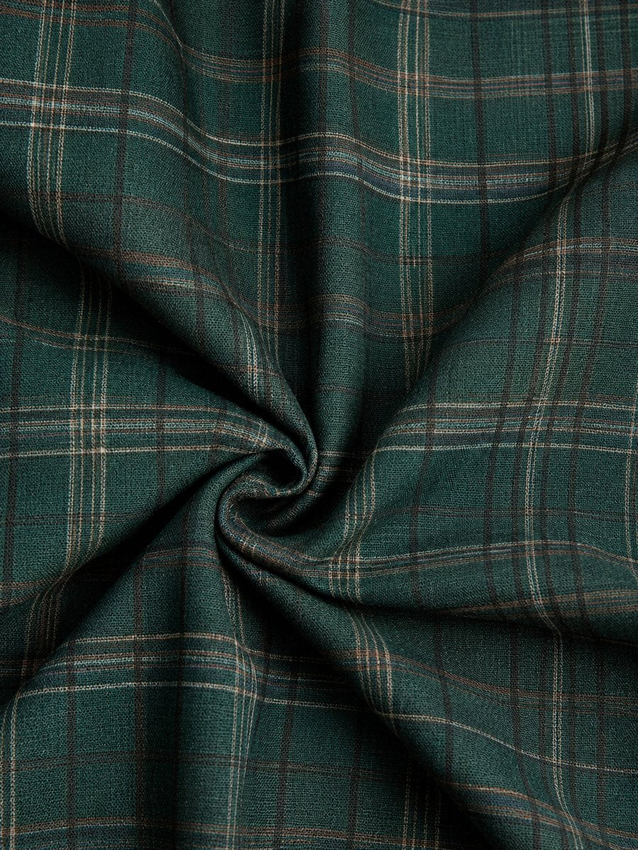 Women's Plaid Flannel Maxi Shirt Formal Dresses Long Sleeve - Lifestyle & Model Angle | Lavisa