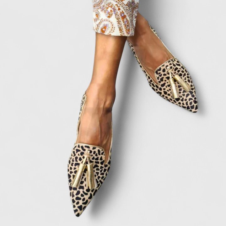 Lavisa - Women's Pointed-Toe Leopard Print Tassel Flat Loafers