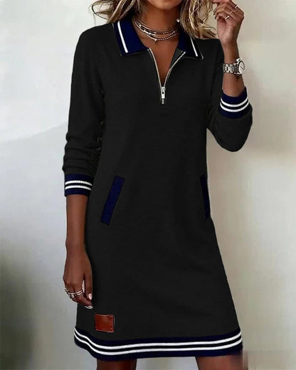 Polo Zip Neck Midi Dress - Lifestyle & Model Angle | Lavisa