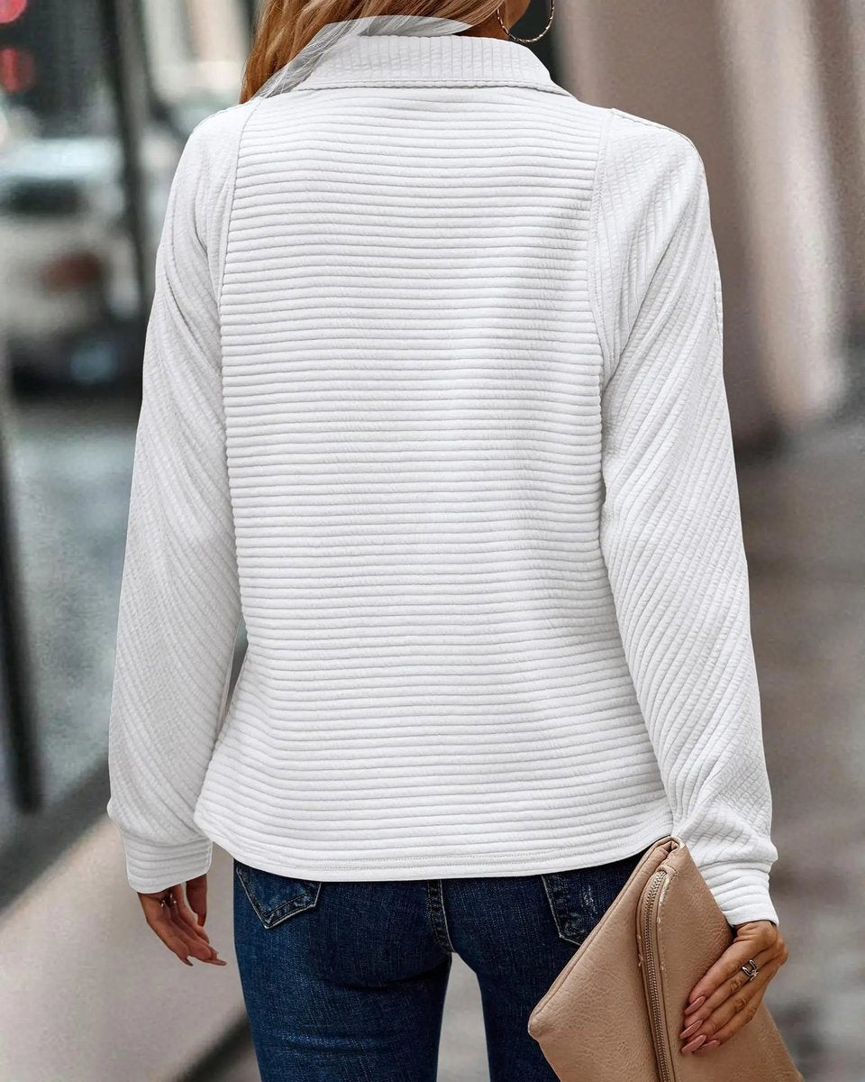 Women's Quarter-Zip Ribbed Pullover Sweater Mock Neck Long Sleeve - Variant Style 11 | Lavisa