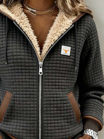 Womens Fleece Lined Quilted Jacket - Side Angle | Lavisa