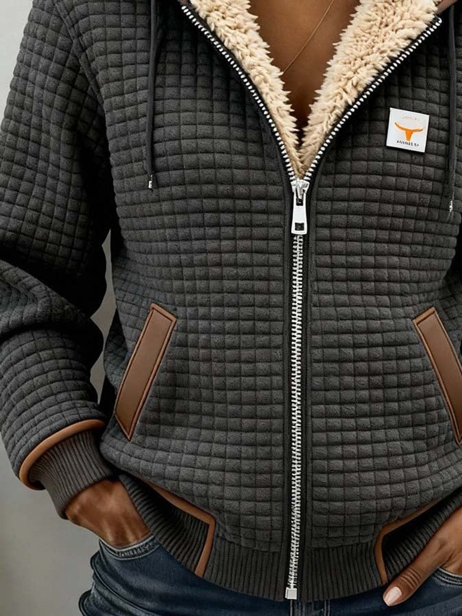 Womens Fleece Lined Quilted Jacket - Back View | Lavisa