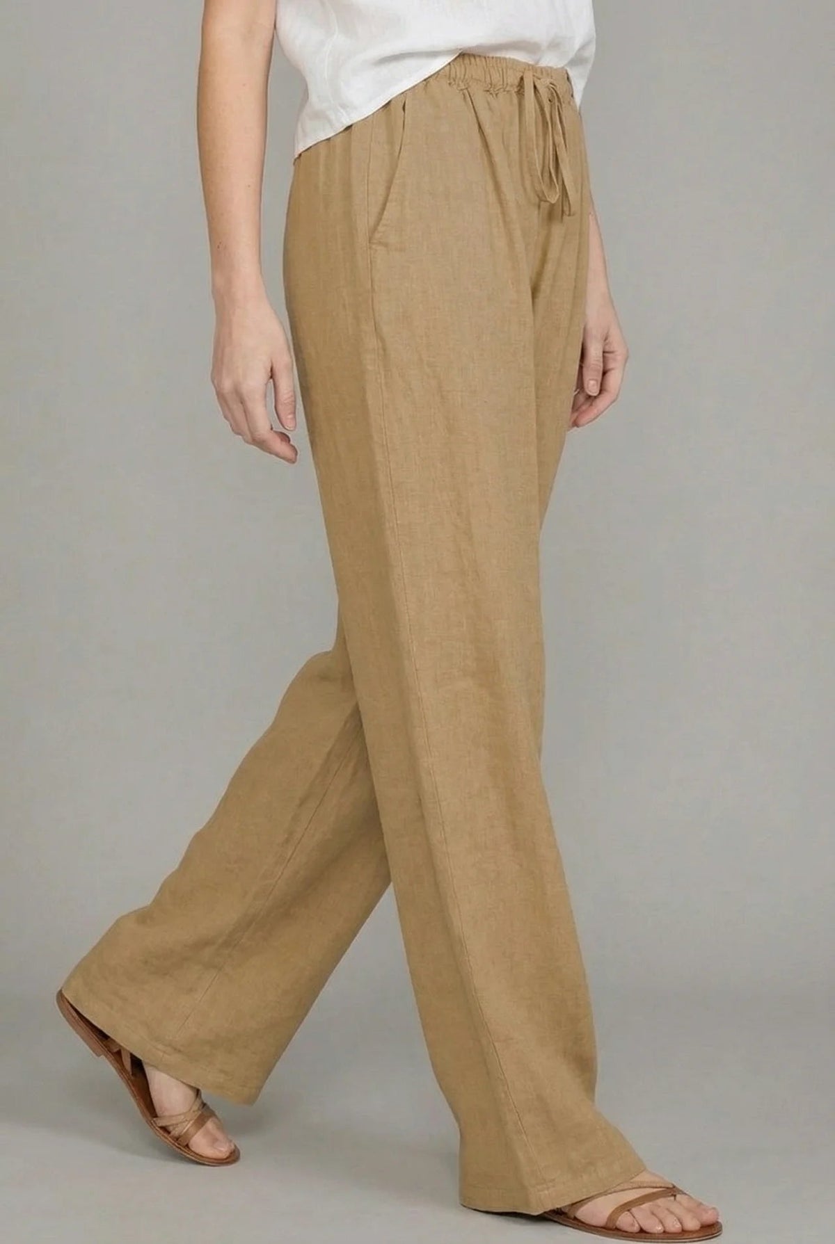 Lavisa - Womens Relaxed Drawstring Wide Leg Linen Pants