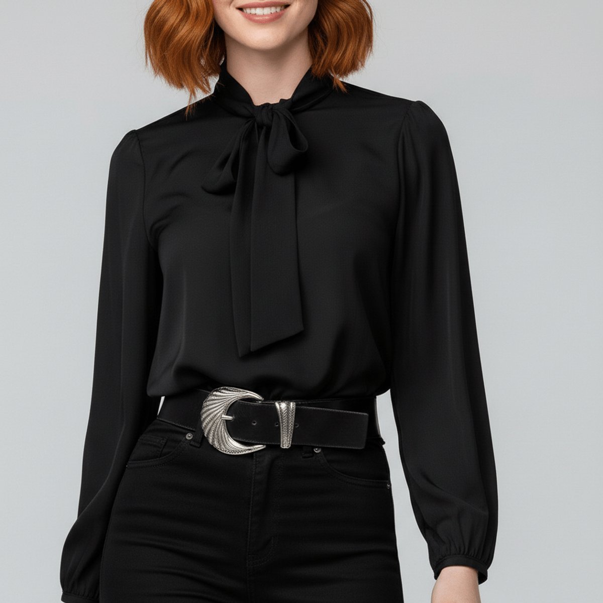 Women's Relaxed-Fit Bow-Tie Neck Long-Sleeve Blouse - Variant Style 10 | Lavisa