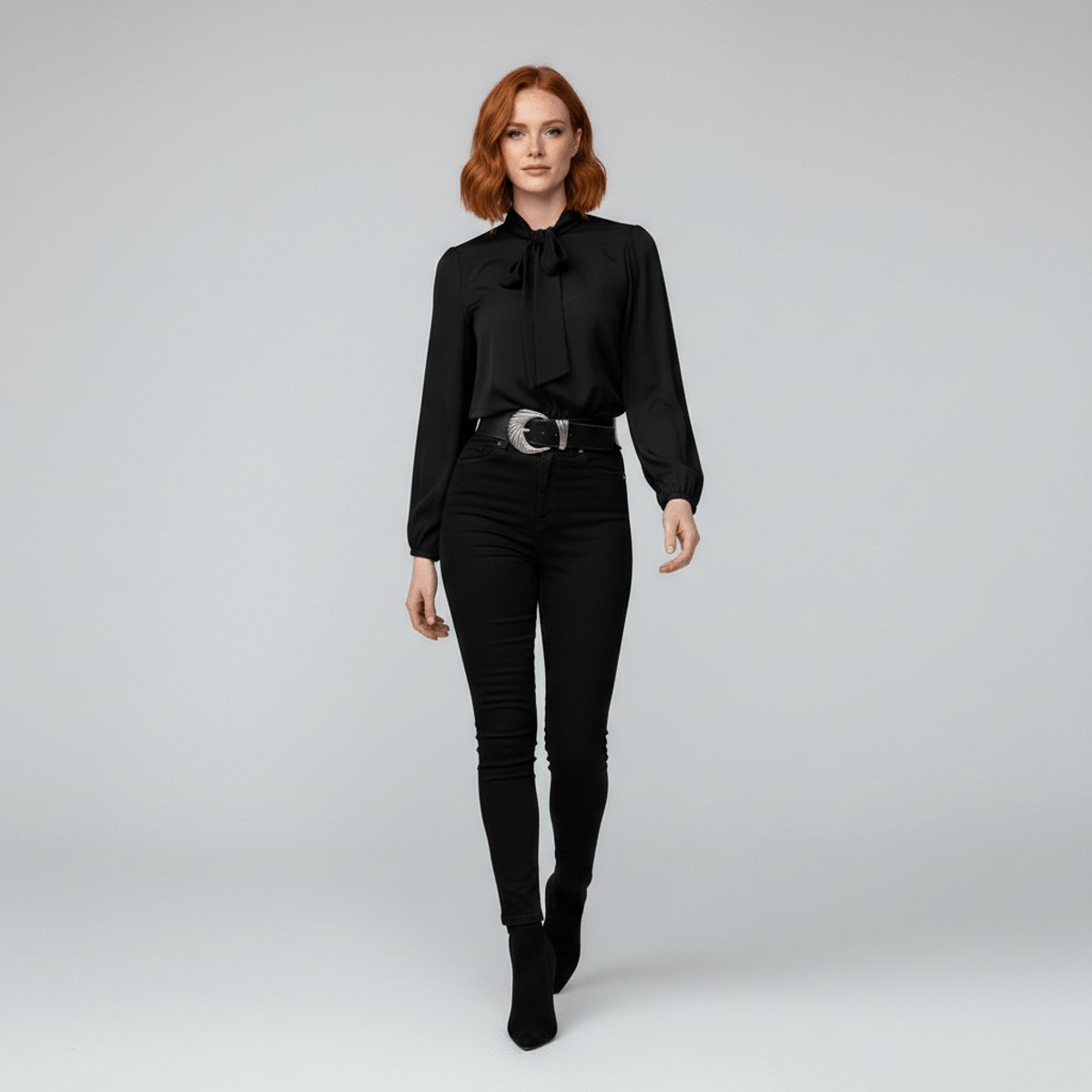 Women's Relaxed-Fit Bow-Tie Neck Long-Sleeve Blouse - Variant Style 11 | Lavisa