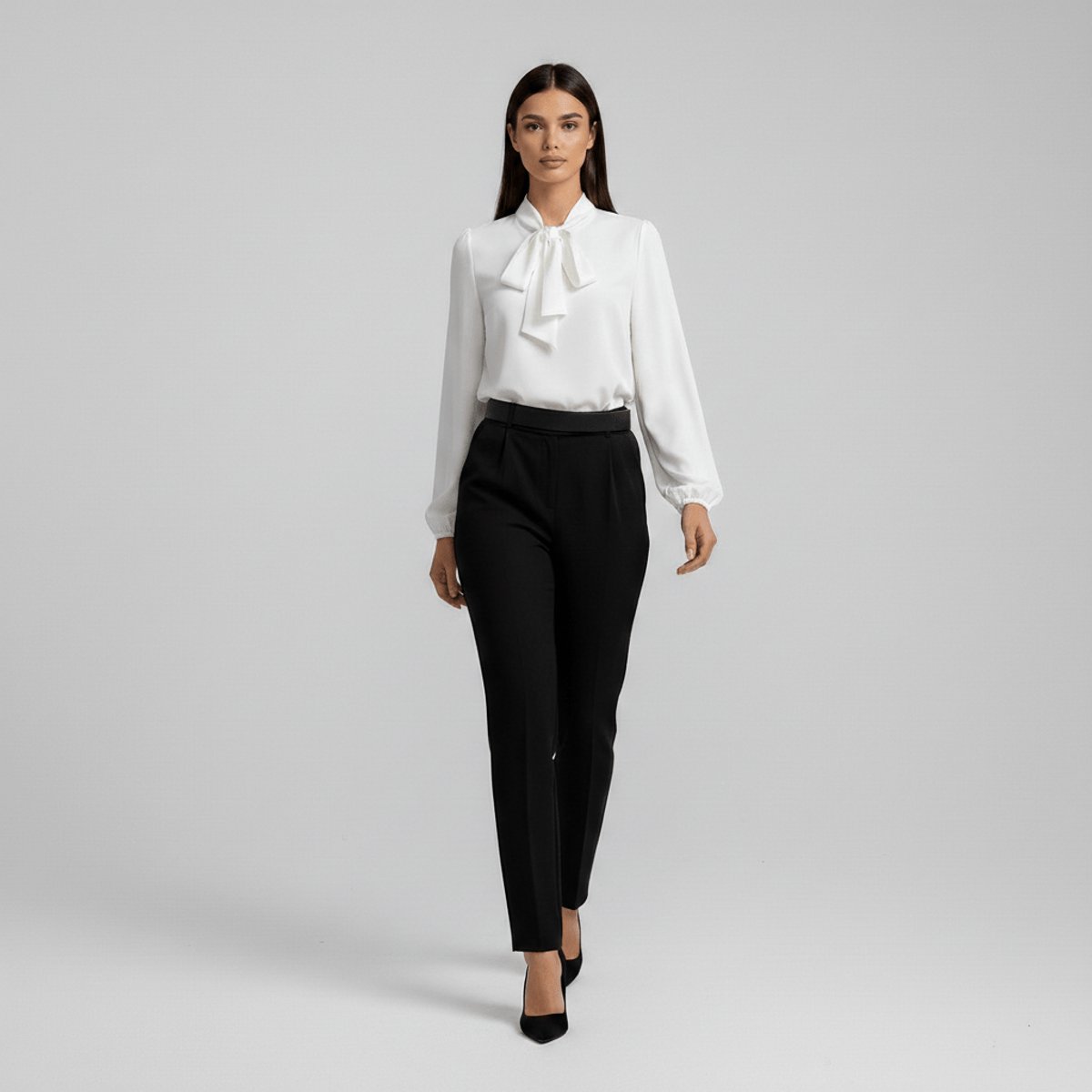 Women's Relaxed-Fit Bow-Tie Neck Long-Sleeve Blouse - Variant Style 8 | Lavisa