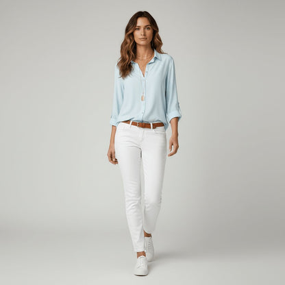 Women's Relaxed-Fit Button-Up Long-Sleeve Shirt-Collar Blouse - Variant Style 11 | Lavisa