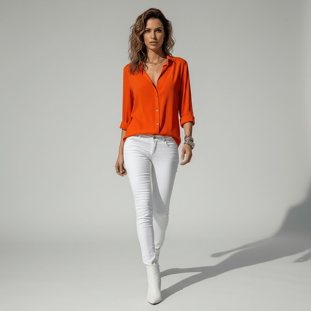 Women's Relaxed-Fit Button-Up Long-Sleeve Shirt-Collar Blouse - Variant Style 14 | Lavisa