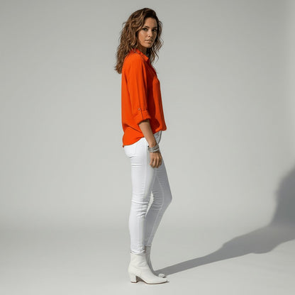 Women's Relaxed-Fit Button-Up Long-Sleeve Shirt-Collar Blouse - Variant Style 15 | Lavisa