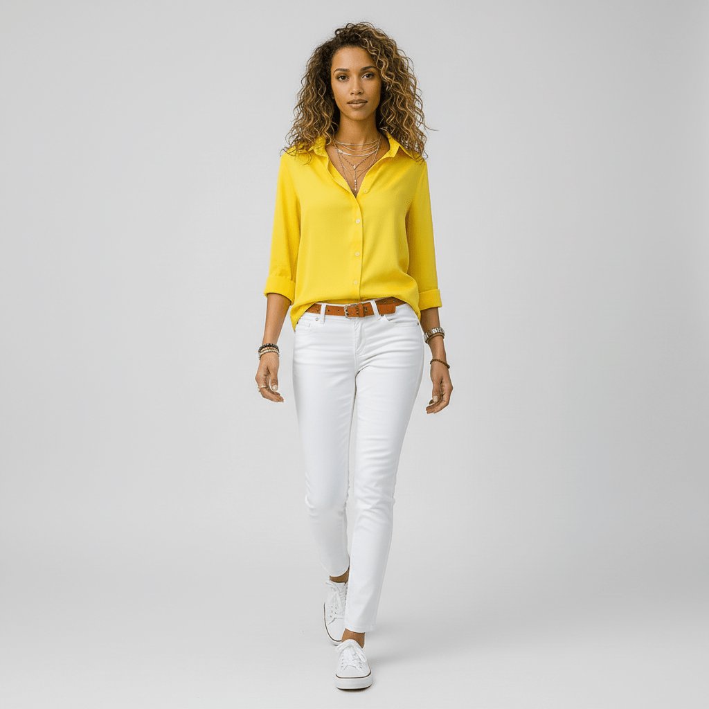 Women's Relaxed-Fit Button-Up Long-Sleeve Shirt-Collar Blouse - Variant Style 20 | Lavisa
