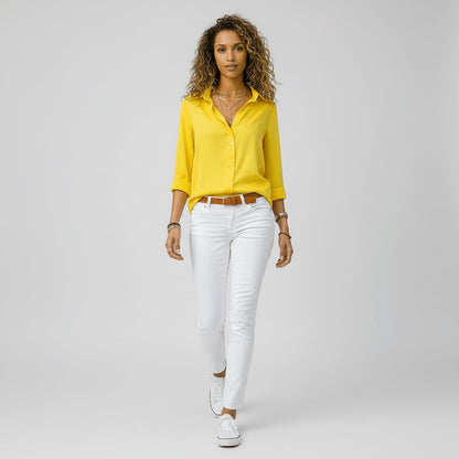 Women's Relaxed-Fit Button-Up Long-Sleeve Shirt-Collar Blouse - Variant Style 20 | Lavisa