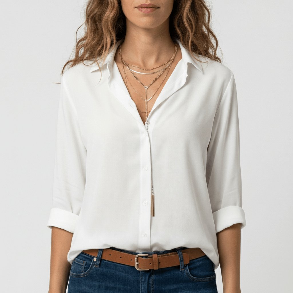 Women's Relaxed-Fit Button-Up Long-Sleeve Shirt-Collar Blouse - Variant Style 22 | Lavisa