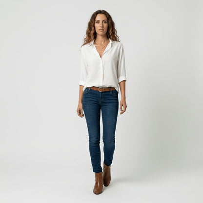 Women's Relaxed-Fit Button-Up Long-Sleeve Shirt-Collar Blouse - Variant Style 23 | Lavisa