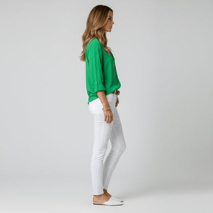 Women's Relaxed-Fit Button-Up Long-Sleeve Shirt-Collar Blouse - Variant Style 9 | Lavisa