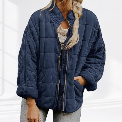 Relaxed Fit Diamond Quilted Zip Up Jacket - Variant Style 10 | Lavisa