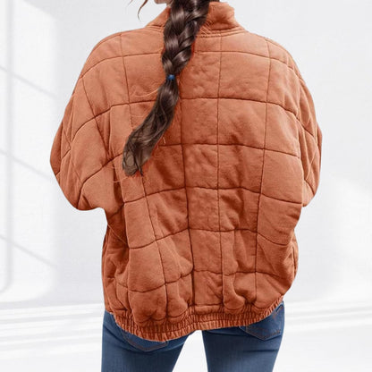 Relaxed Fit Diamond Quilted Zip Up Jacket - Variant Style 12 | Lavisa