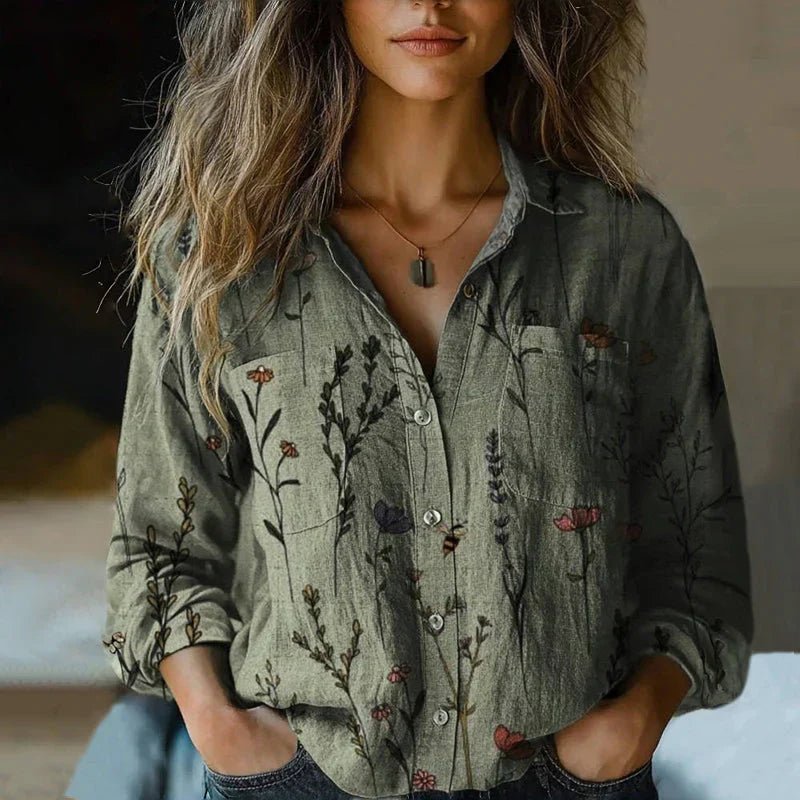 Lavisa - Women's Relaxed-Fit Long-Sleeve Paisley Print Bohemian Shirt