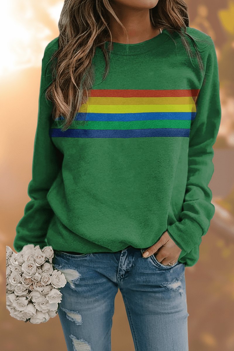 Women's Relaxed-Fit Rainbow Striped Crew-Neck Jumper - Variant Style 8 | Lavisa