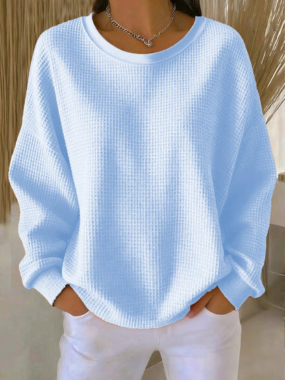 Women's Relaxed-Fit Textured Waffle-Knit Jumper - Front View | Lavisa