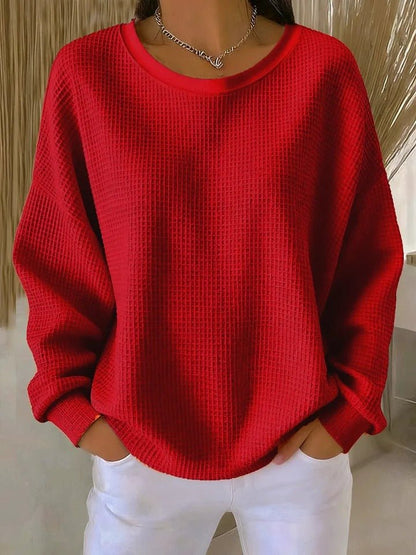 Women's Relaxed-Fit Textured Waffle-Knit Jumper - Side Angle | Lavisa