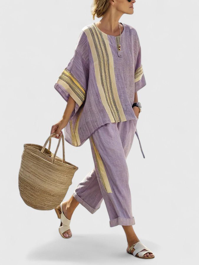 Lavisa - Women's Relaxed Linen-Mix Wide-Leg Two-Piece Co-Ord Set