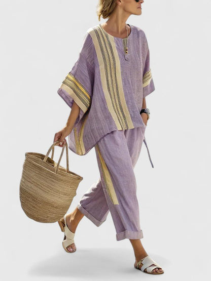 Lavisa - Women's Relaxed Linen-Mix Wide-Leg Two-Piece Co-Ord Set