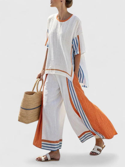 Lavisa - Women's Relaxed Linen-Mix Wide-Leg Two-Piece Co-Ord Set