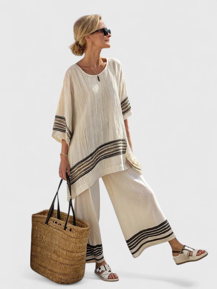 Lavisa - Women's Relaxed Linen-Mix Wide-Leg Two-Piece Co-Ord Set