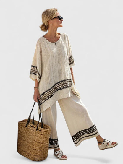Lavisa - Women's Relaxed Linen-Mix Wide-Leg Two-Piece Co-Ord Set