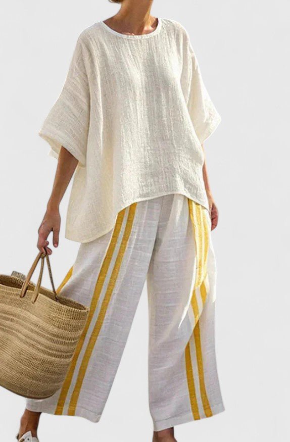 Lavisa - Women's Relaxed Linen-Mix Wide-Leg Two-Piece Co-Ord Set