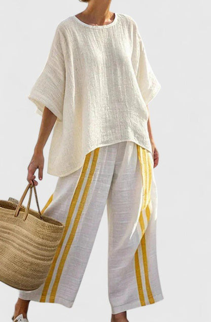 Lavisa - Women's Relaxed Linen-Mix Wide-Leg Two-Piece Co-Ord Set