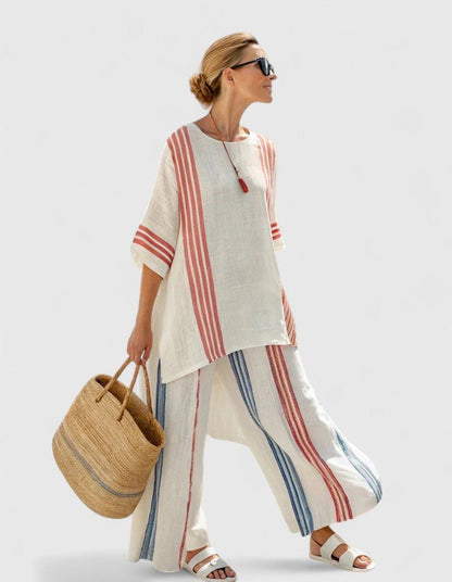 Lavisa - Women's Relaxed Linen-Mix Wide-Leg Two-Piece Co-Ord Set